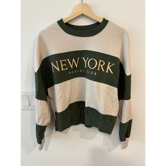 Abercrombie & Fitch Tops - Abercrombie & Fitch Sweatshirt Womens Medium Green New York Social Club Pullover